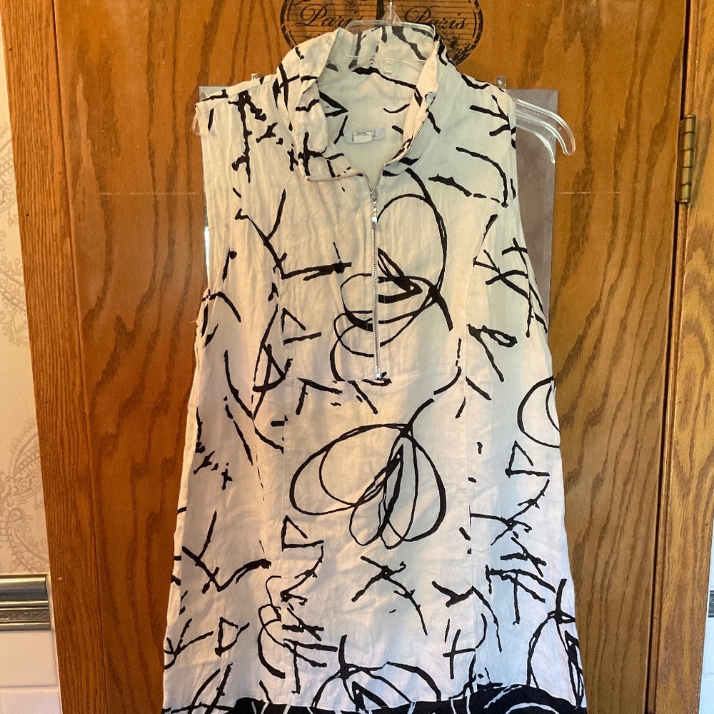 Dolcezza Linen Tunic Dress Geo Pattern